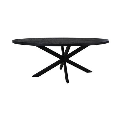 Table à manger ovale 160 cm en manguier recyclé noir et métal - BERGAL