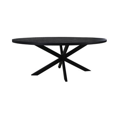 Table à manger ovale 220 cm en manguier recyclé noir et métal - BERGAL