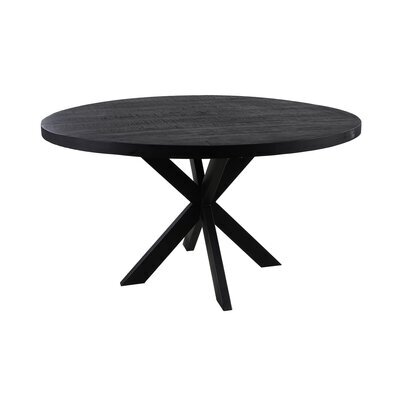 Table à manger ronde 120 cm en manguier recyclé noir et métal - BERGAL