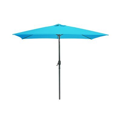 Parasol droit inclinable 300x200 cm en tissu bleu turquoise