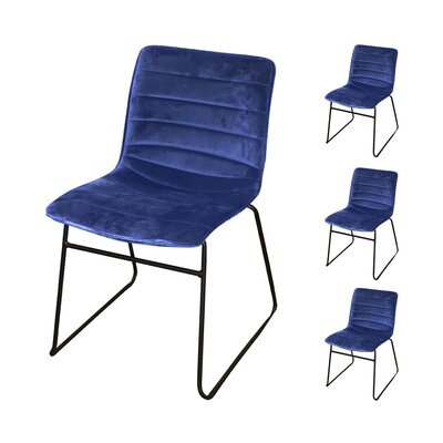 Lot de 4 chaises repas 55x45x78 cm en velours bleu roi - LIZON