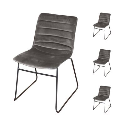 Lot de 4 chaises repas 55x45x78 cm en velours gris - LIZON