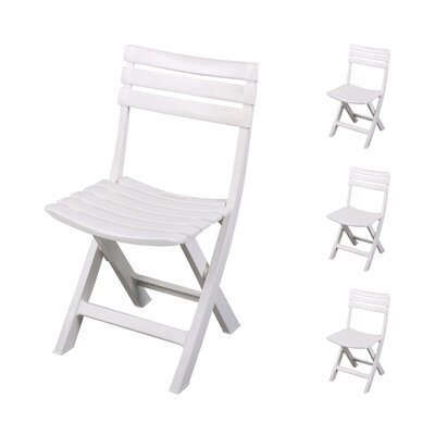 Lot de 4 chaises de jardin pliables 41,5x40x79 cm en plastique blanc