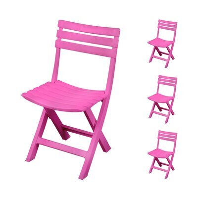 Lot de 4 chaises de jardin pliables 41,5x40x79 cm en plastique rose