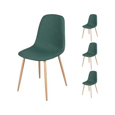 Lot de 4 chaises repas 54x45x87 cm en tissu vert - JULES