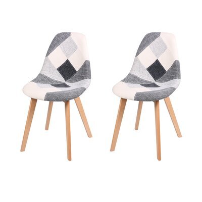 Lot de 2 chaises 56x43x87 cm en tissu patchwork gris