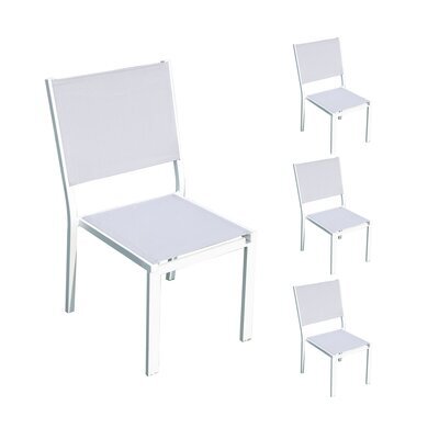 Lot de 4 chaises en aluminium et textilène coloris blanc