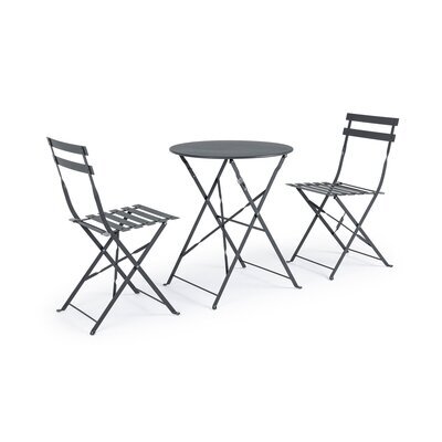 Ensemble de balcon table et 2 chaises en acier anthracite - BACA