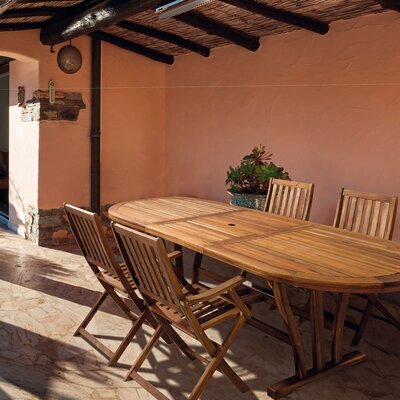 Ensemble table de jardin extensible 150/200 cm et 4 fauteuils - INES
