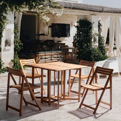 Ensemble de jardin table extensible et 4 chaise en acacia huilé - INES