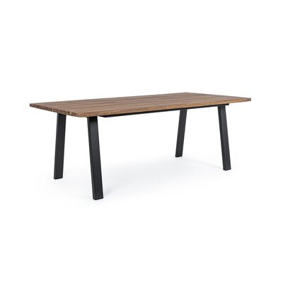 Table de jardin 200x100x75 cm en bois marron et acier anthracite