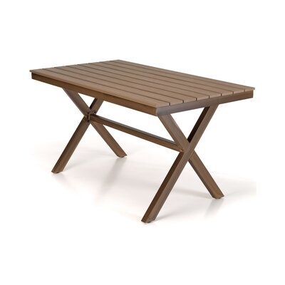 Table de jardin 140x79,5x76 cm en bois composite et acier marron