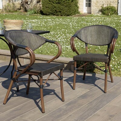 Lot de 2 chaises de jardin 59x63x85 cm en textilène marron
