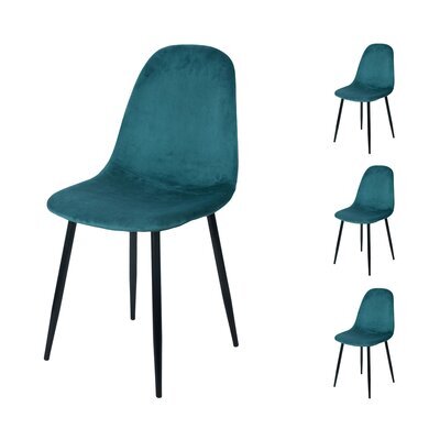 Lot de 4 chaises 44x53x88 cm en velours bleu canard - HYGGE