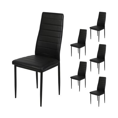 Lot de 6 chaises repas 42,5x49x98 cm en PU noir