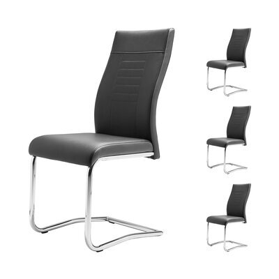 Lot de 4 chaises 43x55x98 cm en PU noir et chromé - EXO