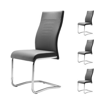 Lot de 4 chaises 43x55x98 cm en PU gris foncé et chromé - EXO
