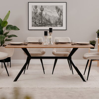 Table à manger 180x90x75 cm chêne foncé et noir