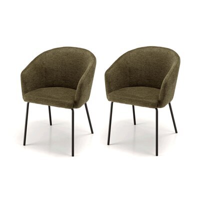 Lot de 2 fauteuils 58x59x79 cm en tissu vert foncé et noir - ALEXIO