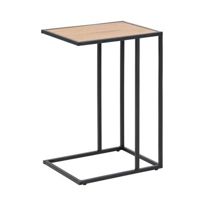 Table d'appoint 43x35x63 cm décor chêne et métal noir - FYNCA