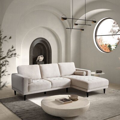Canapé d'angle à droite 3 places 251x90x86 cm en toile gris clair