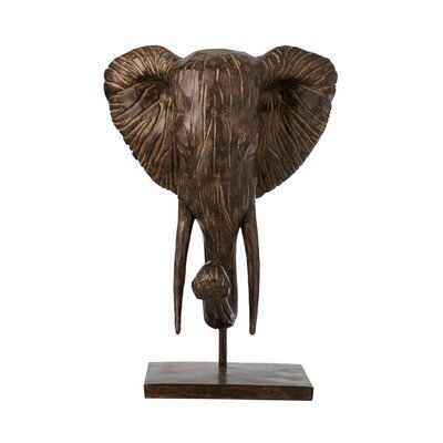 Objet déco tête éléphant 51,5x38x76 cm en polyrésine marron