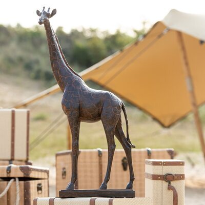 Objet décor girafe 43x19x81,5 cm en polyrésine marron