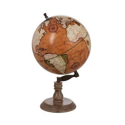 Globe déco 30x30x53 cm en plastique orange et manguier marron
