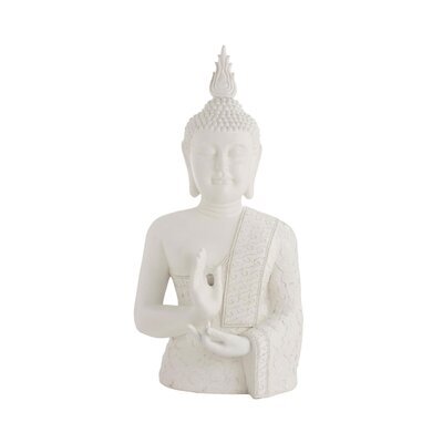 Bouddha décoratif intérieur ou extérieur 62x42x124 cm blanc