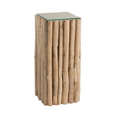 Sellette carrée 34x34x76 cm en bois d'eucalyptus naturel