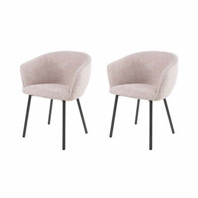 Lot de 2 fauteuils repas 62x56x81 cm en tissu bouclette rose - CAIPY