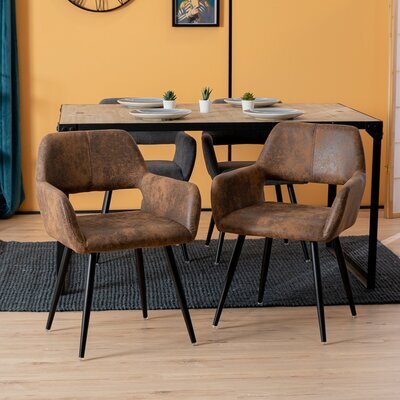 Lot de 2 fauteuils repas 56x56x78 cm en tissu vintage marron - LIVIK