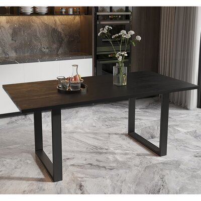 Table à manger 180x90x76 cm en bois exotique noir et métal