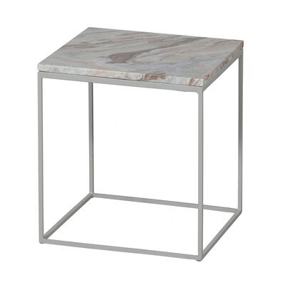 Table d'appoint carrée 40x45 cm en marbre gris clair