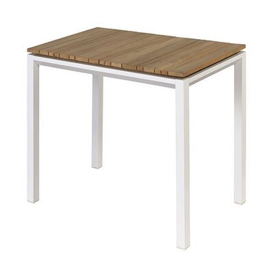 Table de jardin 90x90x74 cm en bois et aluminium blanc et naturel