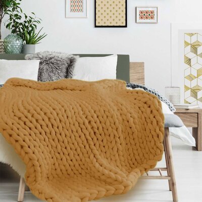 Plaid grosse maille 120x150 cm ocre