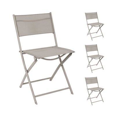 Lot de 4 chaises de jardin 52,5x45,5x79,5 cm en métal taupe - ELBYO