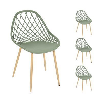 Lot de 4 chaises de jardin 51x57x80 cm vert et naturel - MALLY