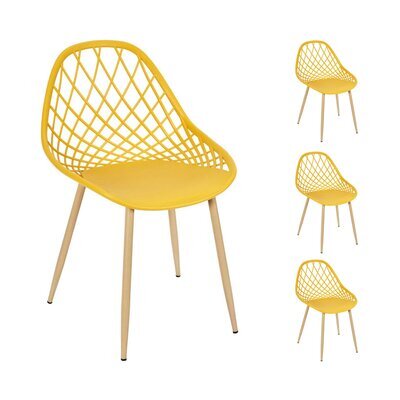 Lot de 4 chaises de jardin 51x57x80 cm jaune et naturel - MALLY
