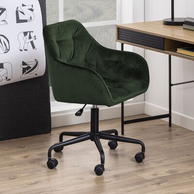 Chaise de bureau 59x58,5x88,5 cm en velours vert foncé - BROOK