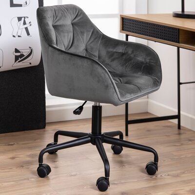 Chaise de bureau 59x58,5x88,5 cm en velours gris foncé - BROOK