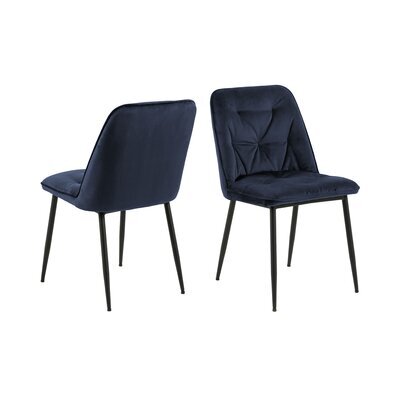 Lot de 2 chaises repas 50x55x84 cm en velours bleu nuit - BROOK