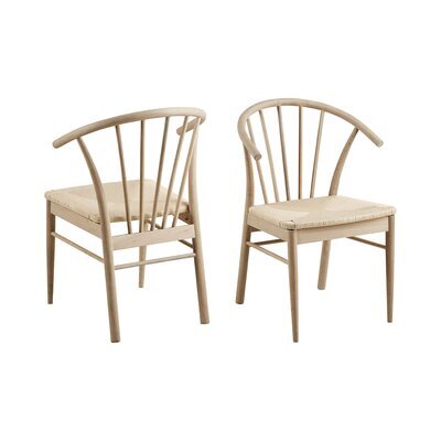 Lot de 2 chaises 54x54x83 cm assise tréssée et chêne blanchi