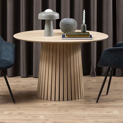 Table à manger ronde 120x120x75 cm décor chêne blanchi