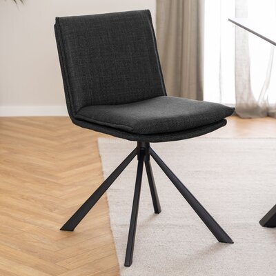 Chaise repas 47x59x85 cm en tissu gris foncé et pied noir