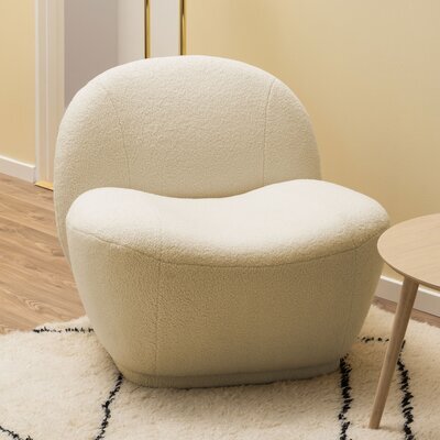 Petit fauteuil 81x88x74 cm en tissu bouclette crème