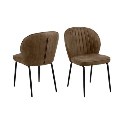 Lot de 2 chaises repas 52x57,5x82 cm en tissu marron