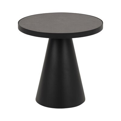 Table d'appoint ronde 45,7x45,7x45 cm en céramique et métal noir