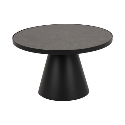 Table basse ronde 65,7x65,7x40 cm en céramique et métal noir