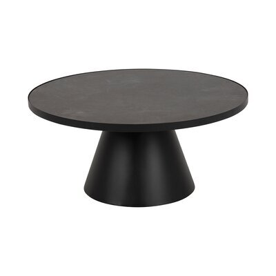 Table basse ronde 85,7x85,7x40 cm en céramique et métal noir